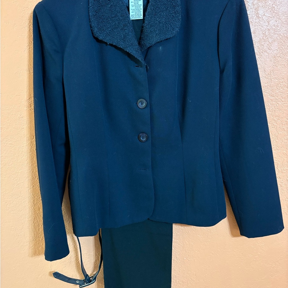 Women's Black Blazer with Faux Fur Collar